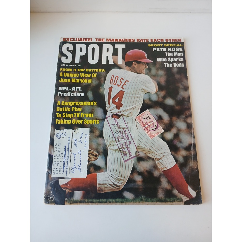 Vintage September 1967 Sport Magazine Pete Rose Cincinnati Reds Juan Marichal